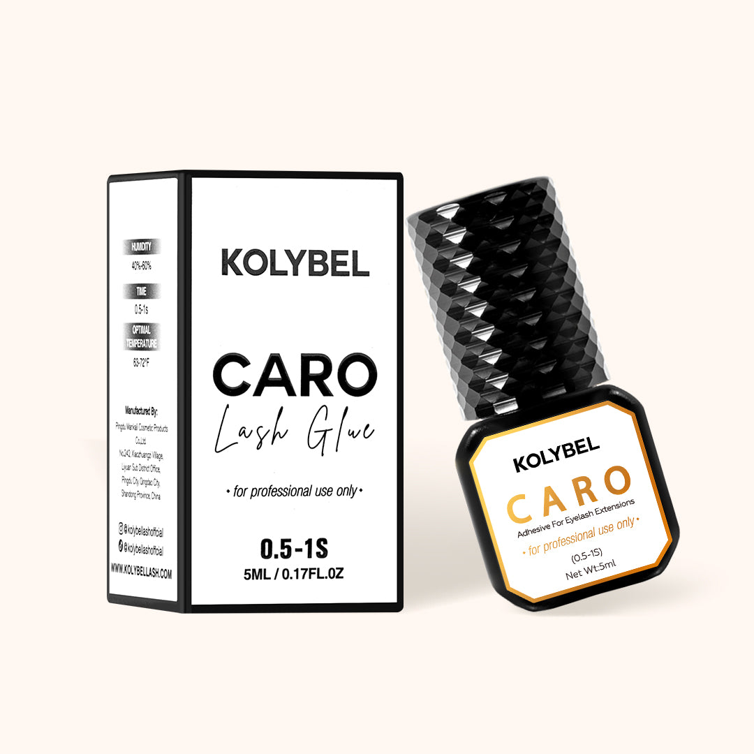 KOLYBEL CARO 5ml advanced eyelash extension glue 0.5-1s fast dry extremely strong glossy black lash adhesive for salon lash technicians classic volume lashes