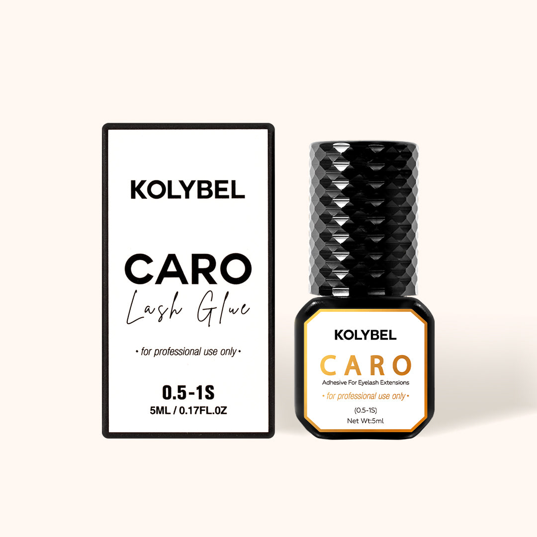 KOLYBEL CARO 5ml advanced eyelash extension glue 0.5-1s fast dry extremely strong glossy black lash adhesive for salon lash technicians classic volume lashes
