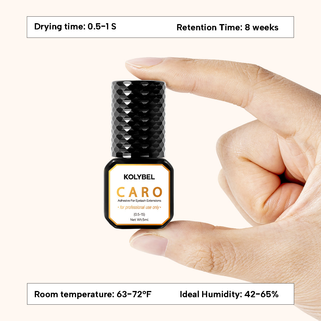 KOLYBEL CARO 5ml advanced eyelash extension glue 0.5-1s fast dry extremely strong glossy black lash adhesive for salon lash technicians classic volume lashes