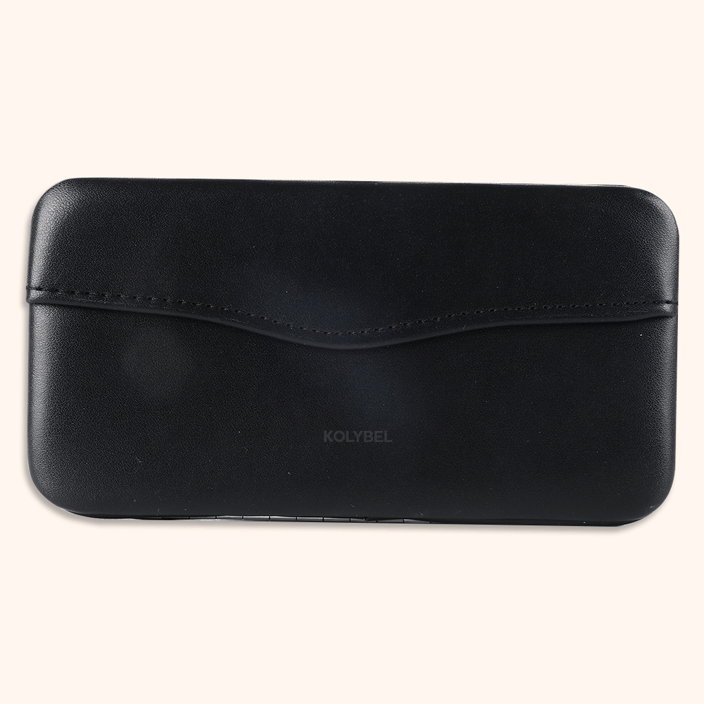 Stylish professional tweezers case for lash artists. Holds up to 7 tweezers with smooth metal fasteners, available in pink, black & white for salon & mobile use.