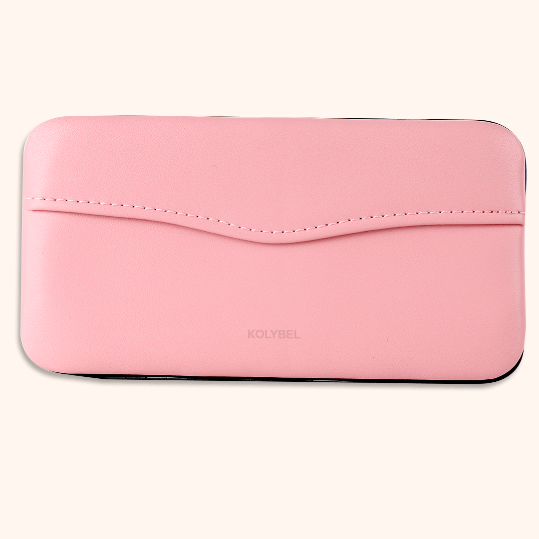 Stylish professional tweezers case for lash artists. Holds up to 7 tweezers with smooth metal fasteners, available in pink, black & white for salon & mobile use.