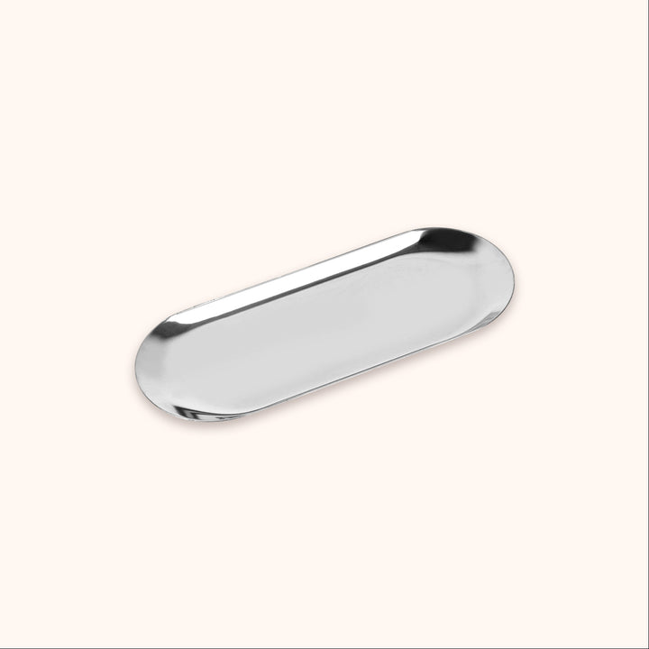 KOLYBEL premium stainless steel lash tweezer tray. 2 sizes & 2 colors, mirror polished, organizes lash tools and tweezers for professional salon workstation.