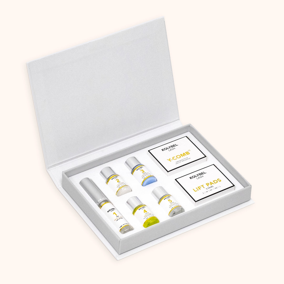 KOLYBEL Korean Lash Lift Kit - Professional 5-Step Perm Set with Glue, Perm Lotion, Lifting Pads & Y-Combs