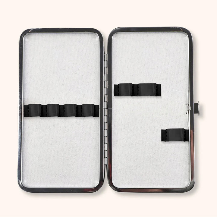 KOLYBEL Eyelash Extension Tweezers Set with Storage Case, precision volume & individual lash tweezers for salon lash artists. Stainless steel anti-slip design, durable portable case, pink & black two color options, professional lash grafting tool kit.