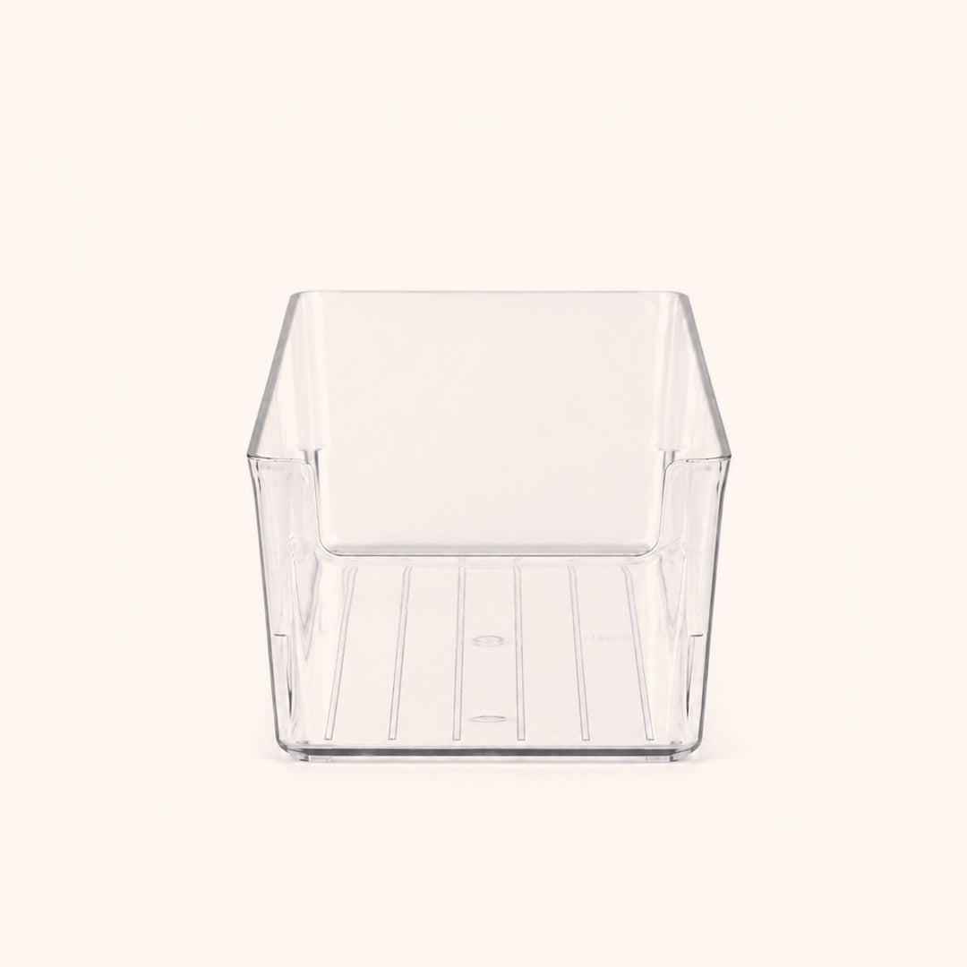 Clear acrylic transparent eyelash storage box for lash artists. Open‑top long design stores lashes, tweezers and salon tools, keeping your workstation neat and efficient.