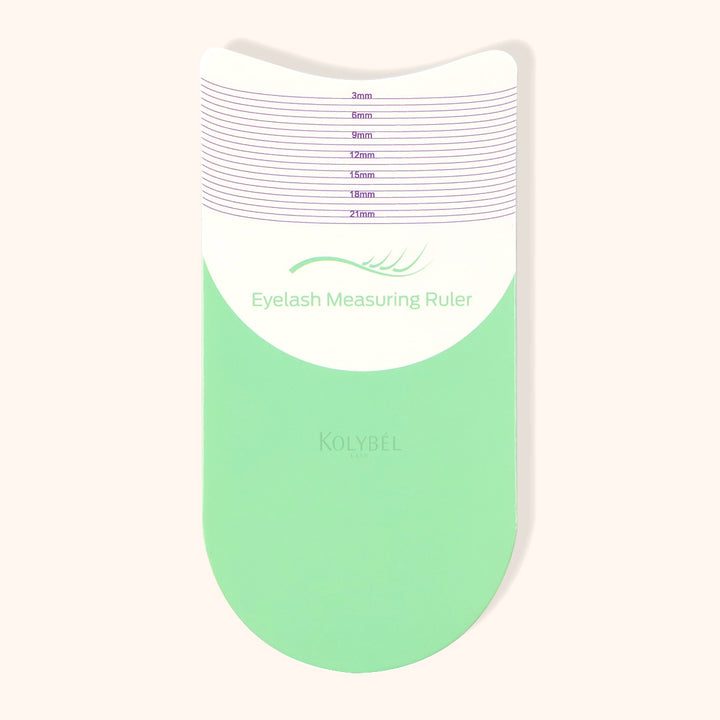 Professional reusable lash measuring ruler for lash artists. Precisely measures natural lashes before appointments to protect client lash health.