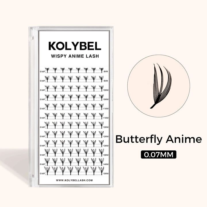 KOLYBEL Butterfly Wispy Anime Lashes Extensions 0.07mm（12Rows）