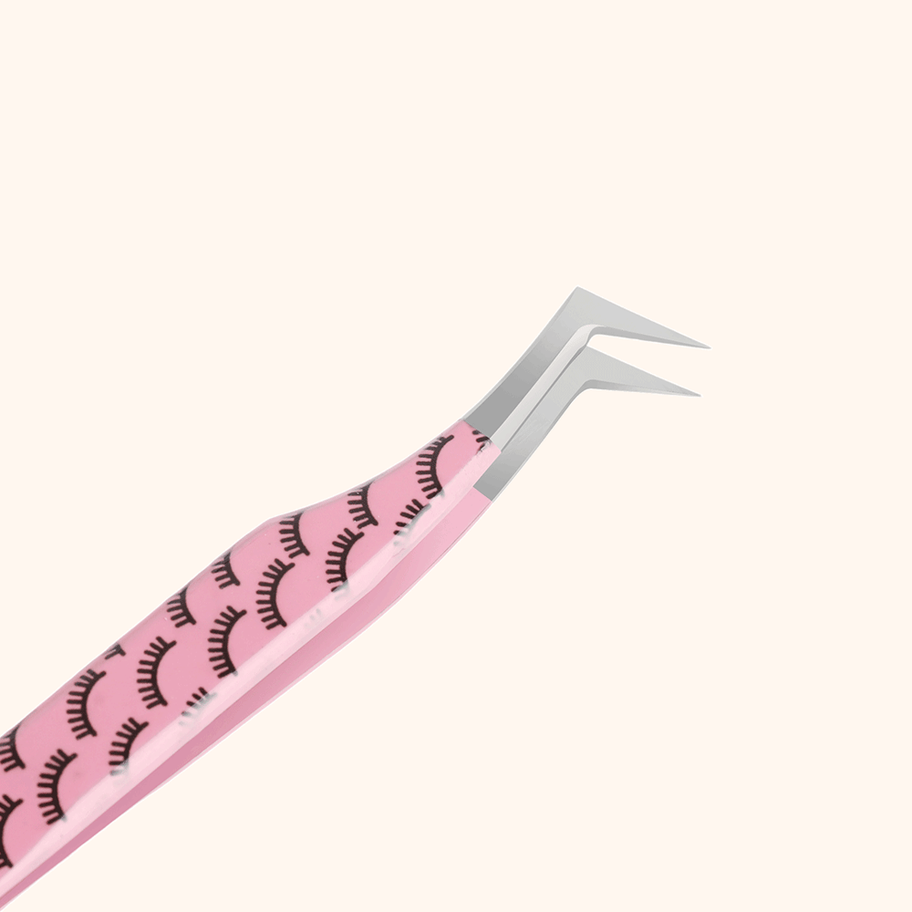 KR-04 Printed Black Lashes Tweezers For Eyelash Extension