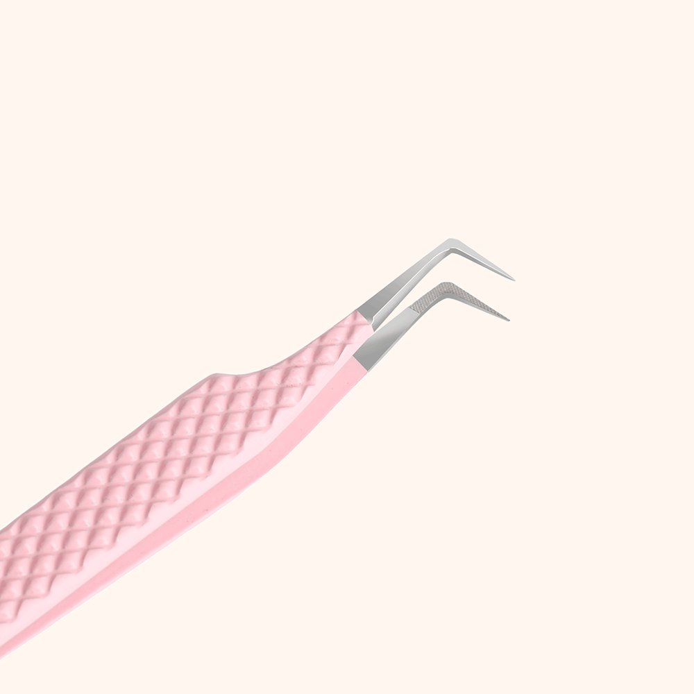 KL-02 Light Pink Fiber Tweezers For Eyelash Extension