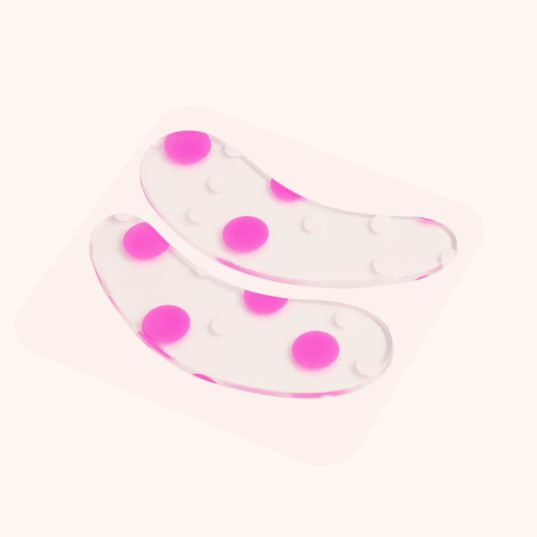 KOLYBEL-Reusable clear silicone eye pads for professional lash lift & eyelash extensions. 4 print options, washable and cost-effective for lash salons.