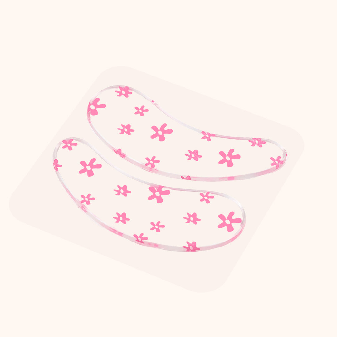 KOLYBEL-Reusable clear silicone eye pads for professional lash lift & eyelash extensions. 2 print options, washable and cost-effective for lash salons.
