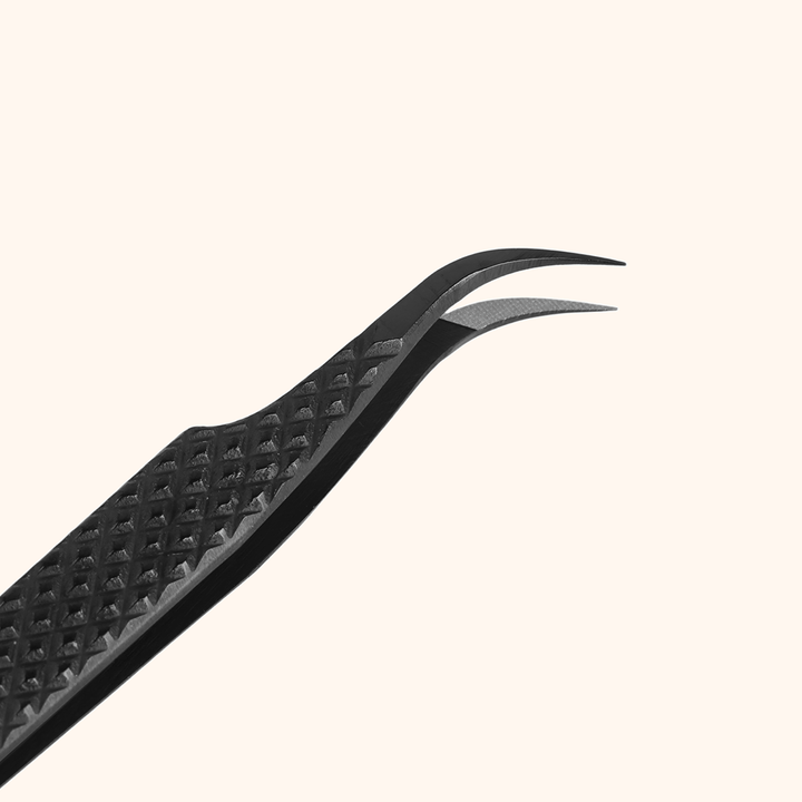 KB-02 Black Fiber Tweezers For Eyelash Extension