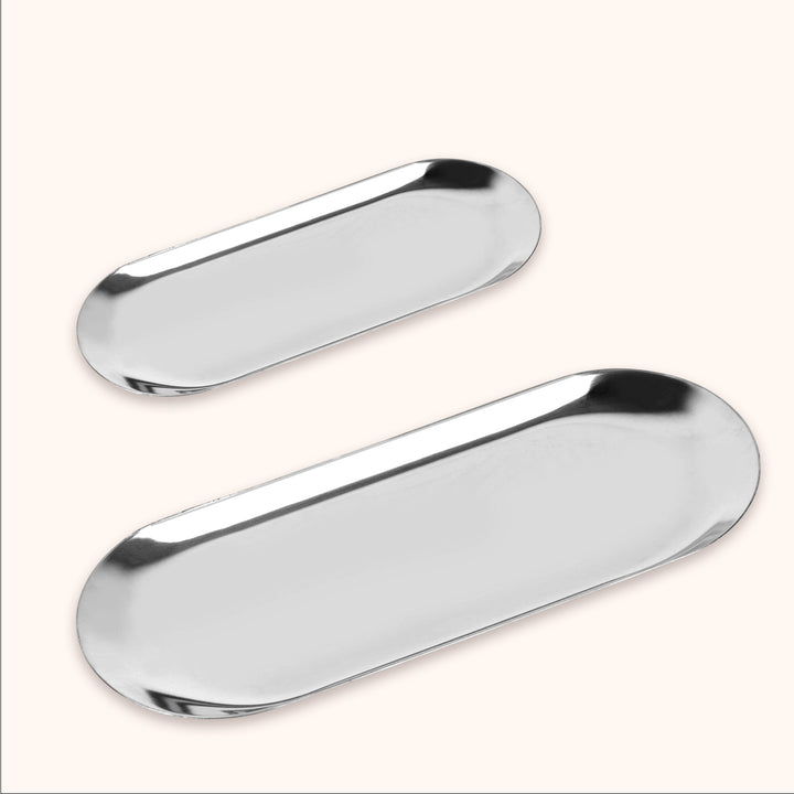 KOLYBEL premium stainless steel lash tweezer tray. 2 sizes & 2 colors, mirror polished, organizes lash tools and tweezers for professional salon workstation.
