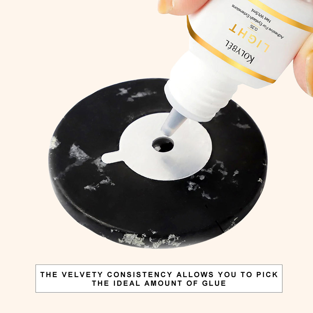 0.3 Second LIGHT Adhesive Eyelash Extension Glue (5ml)-kolybel-This professional eyelash extension adhesive offers ultra-fast 0.3 second drying time and long-lasting retention for experienced lash artists. Its non-toxic formula with glossy black finish is designed for use in controlled salon conditions to create durable, natural-looking lash sets.