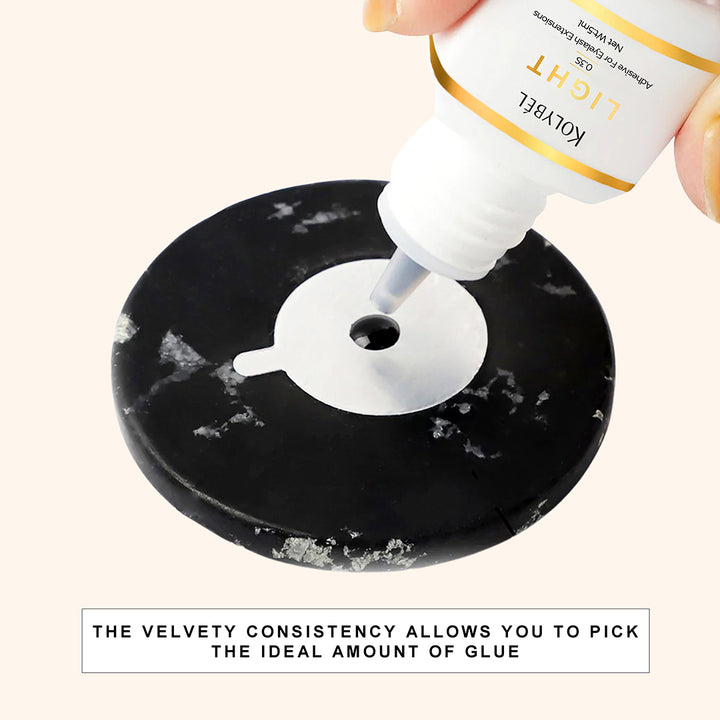 0.3 Second LIGHT Adhesive Eyelash Extension Glue (5ml)-kolybel-This professional eyelash extension adhesive offers ultra-fast 0.3 second drying time and long-lasting retention for experienced lash artists. Its non-toxic formula with glossy black finish is designed for use in controlled salon conditions to create durable, natural-looking lash sets.