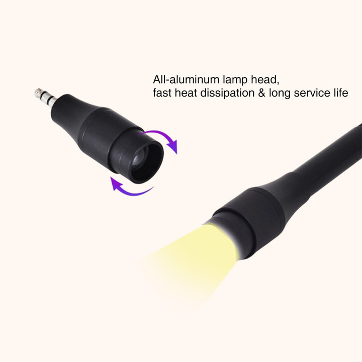 KOLYBEL 5W Clamp-On UV LED Dual Light Eyelash Glue Curing Lamp, 360° Flexible Gooseneck, Adjustable Spot, Replaceable Aluminum Lamp Head for Professional Lash Salon UV Lash Adhesive