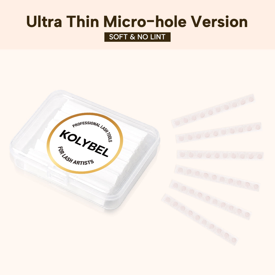 KOLYBEL LASH 500-sheet lash lift paper covers for professional use. Lint-free, pre-cut strips ensure even reagent distribution and secure lash placement