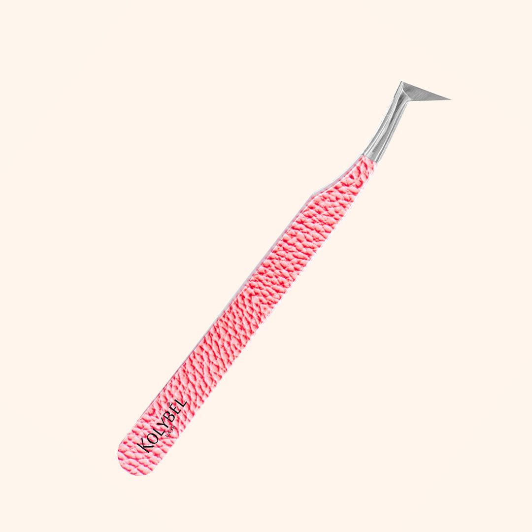 KP-15 Pink Marbling Tweezers For Eyelash Extension - Kolybel