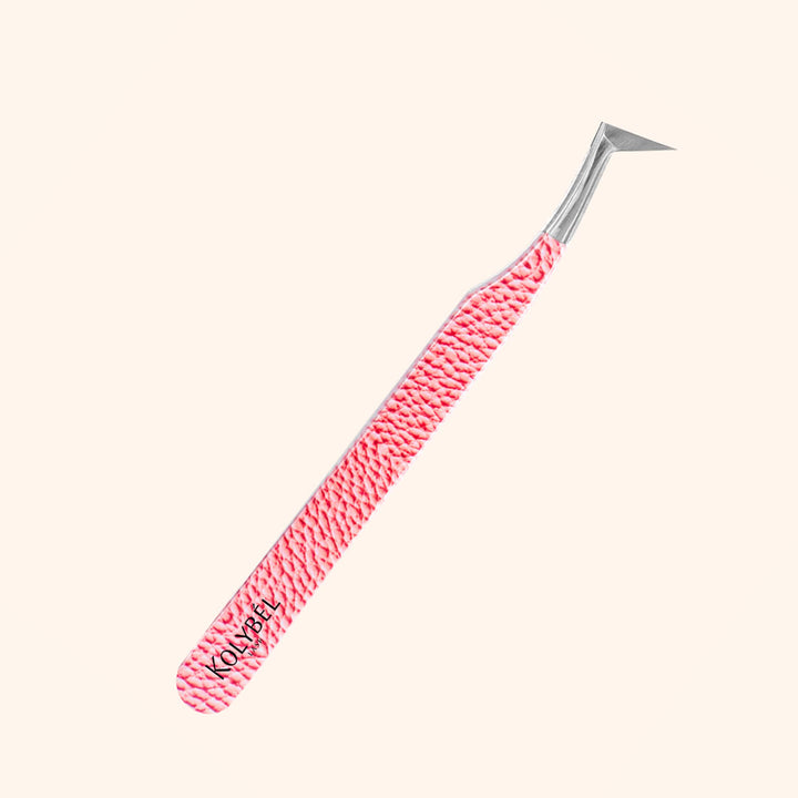 KP-15 Pink Marbling Tweezers For Eyelash Extension - Kolybel
