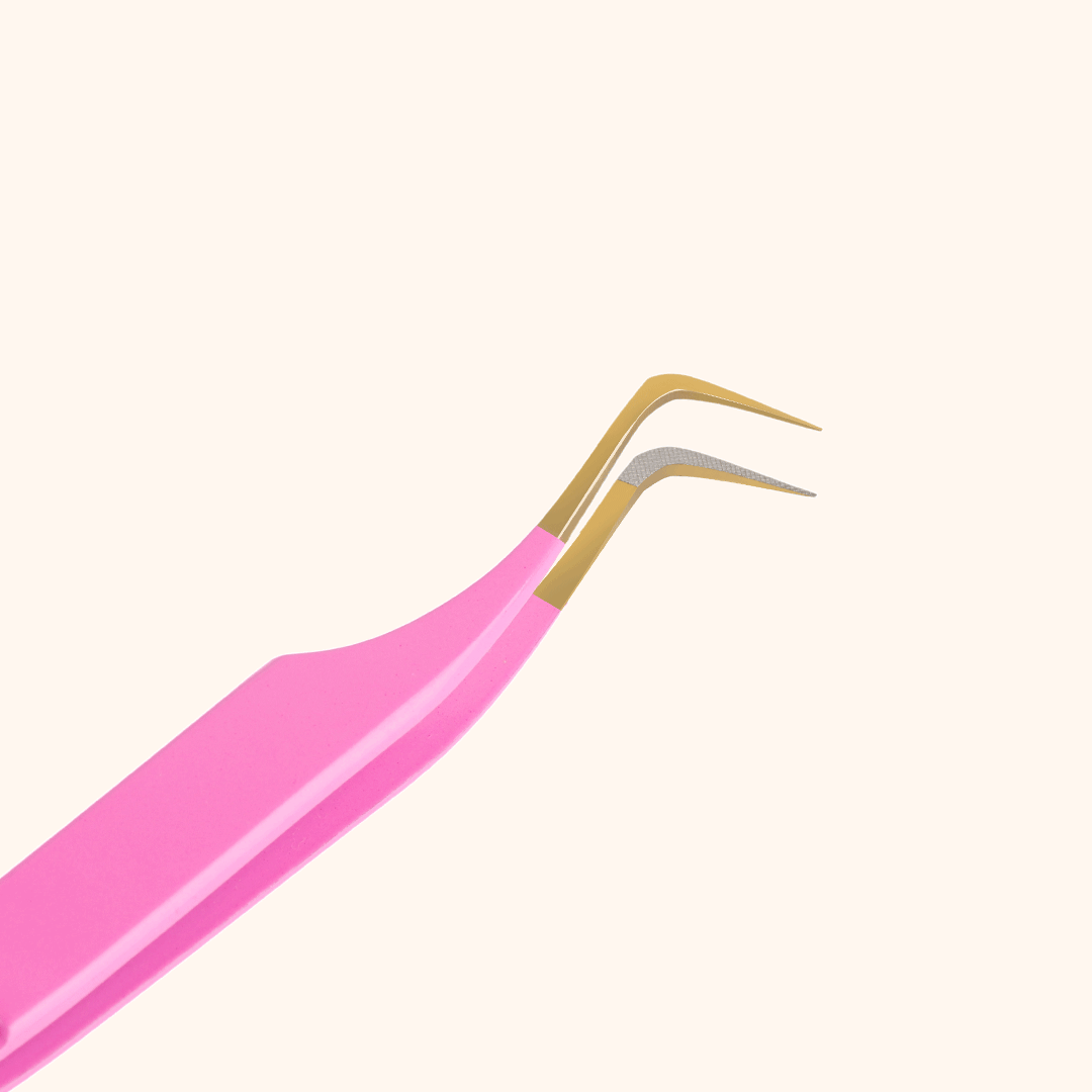 Colored Curved Volume Fiber Tweezers For Eyelash Extension - Kolybel