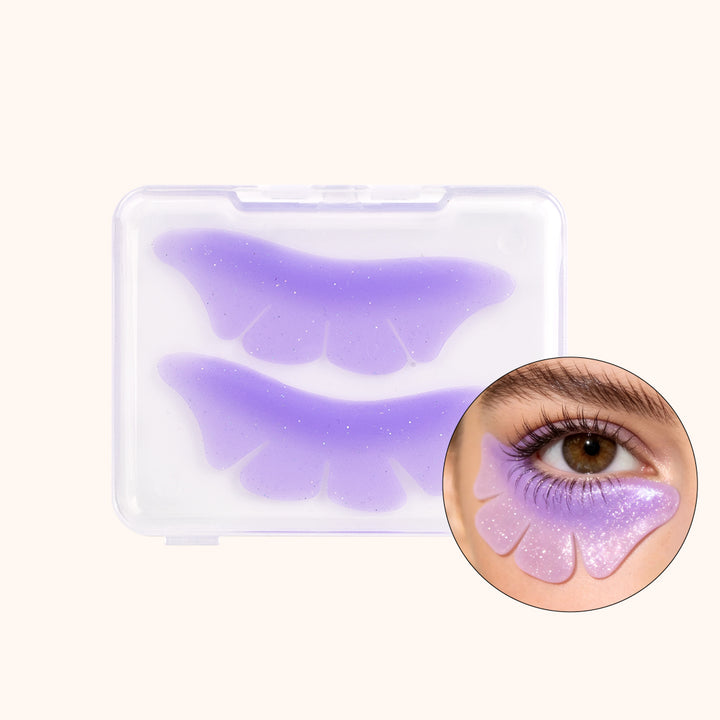 Reusable silicone bottom lash lift pads for lower lash perm. Soft skin-safe glitter finish, pink & purple, compatible with all professional lash lift supplies.