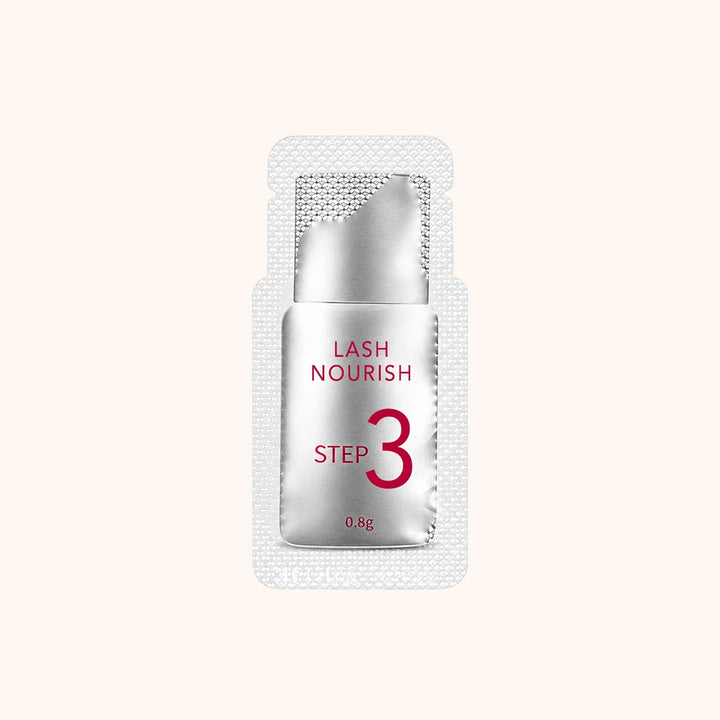 Professional 3-step keratin lash lift sachets in hygienic single-use packaging. Available in 5/10 packs with perm/setting/nourish options.