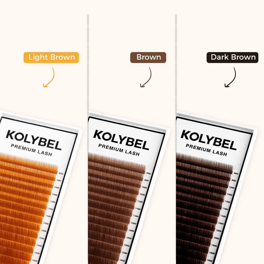 KOLYBEL LASH Brown Premium Lashes Colored Volume Eyelash Extensions