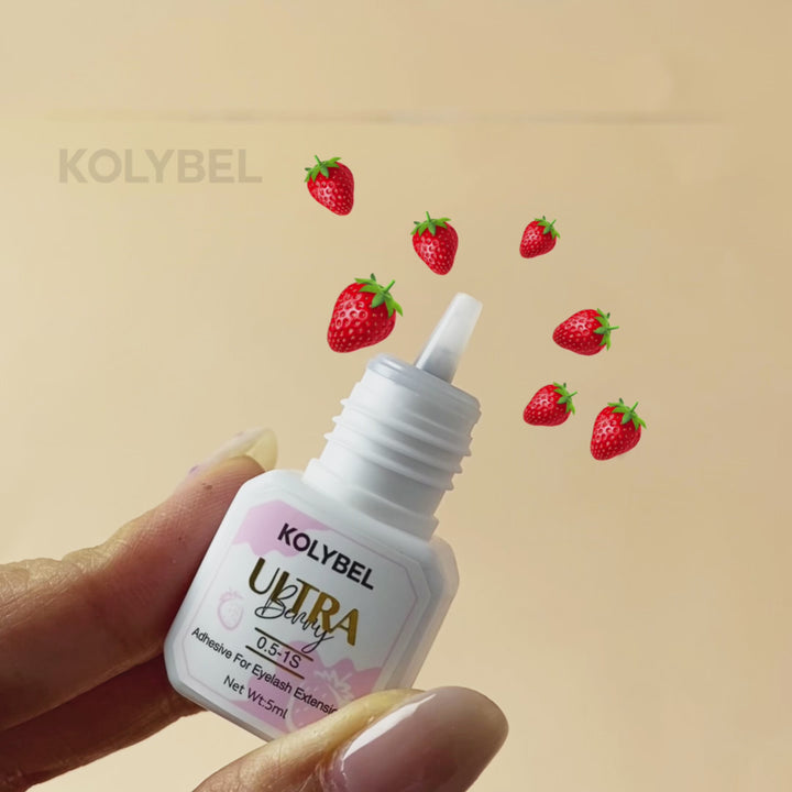 KOLYBEL 0.5-1 Second Ultra Berry Adhesive Eyelash Extension Glue (5ml)-This ultra-strong, fast-curing eyelash extension adhesive is designed for advanced professional lash technicians who need secure, long-lasting retention. With a 0.5–1 second curing time, wide humidity range, and virtually scent-free formula, it supports efficient application while helping keep clients comfortable during their appointment.